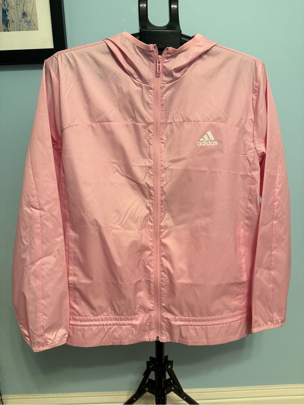adidas Pink Lightweight Hooded Windbreaker Jacket